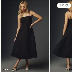 Anthropologie endless rose sleeveless square neck a-line midi dress